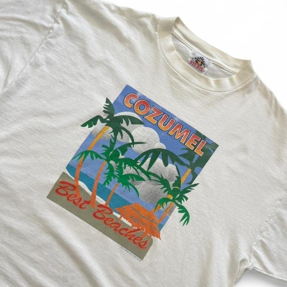Vintage 90s Cozumel Mexico Beach Graphic Surf Tourism Travel Souvenir T-shirt XL - Picture 2 of 7
